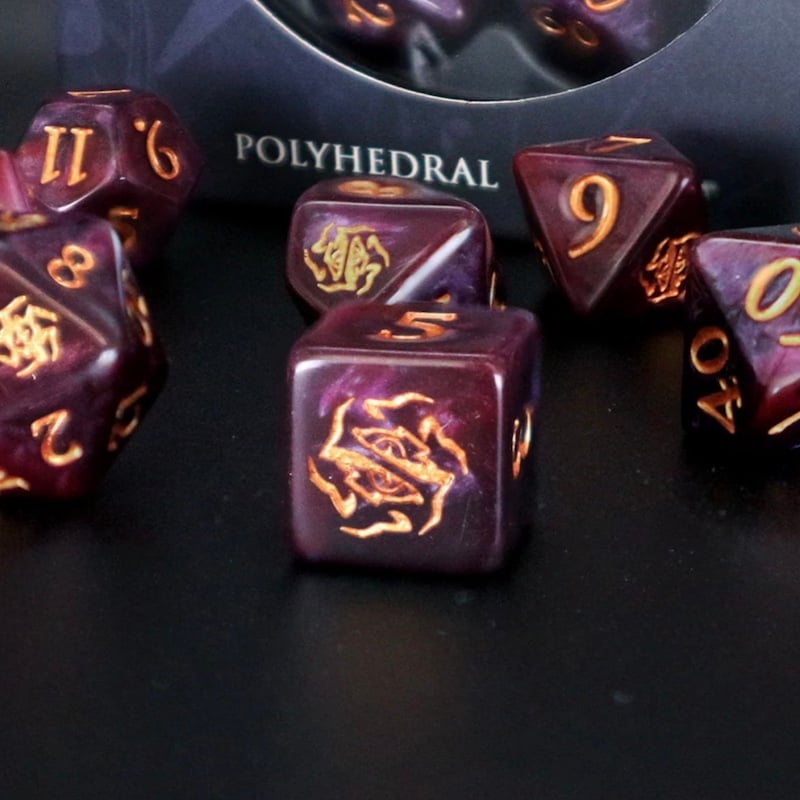 Dice Tomes Warlock 7 Dice Polyset + Coin