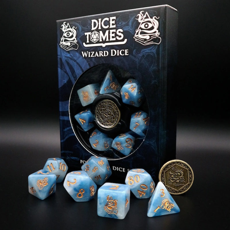 Dice Tomes Wizard 7 Dice Polyset + Coin