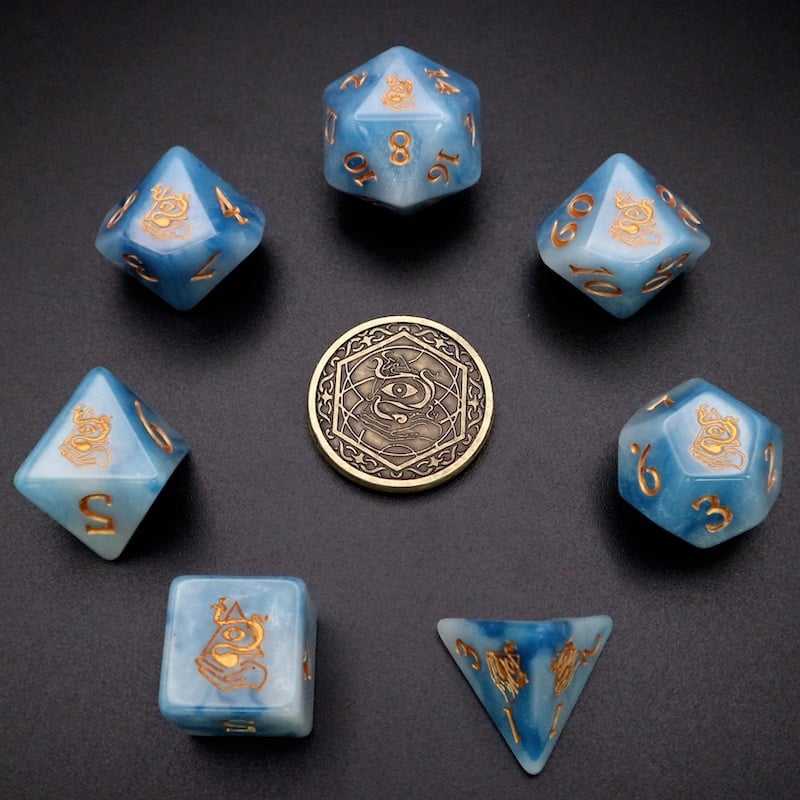 Dice Tomes Wizard 7 Dice Polyset + Coin