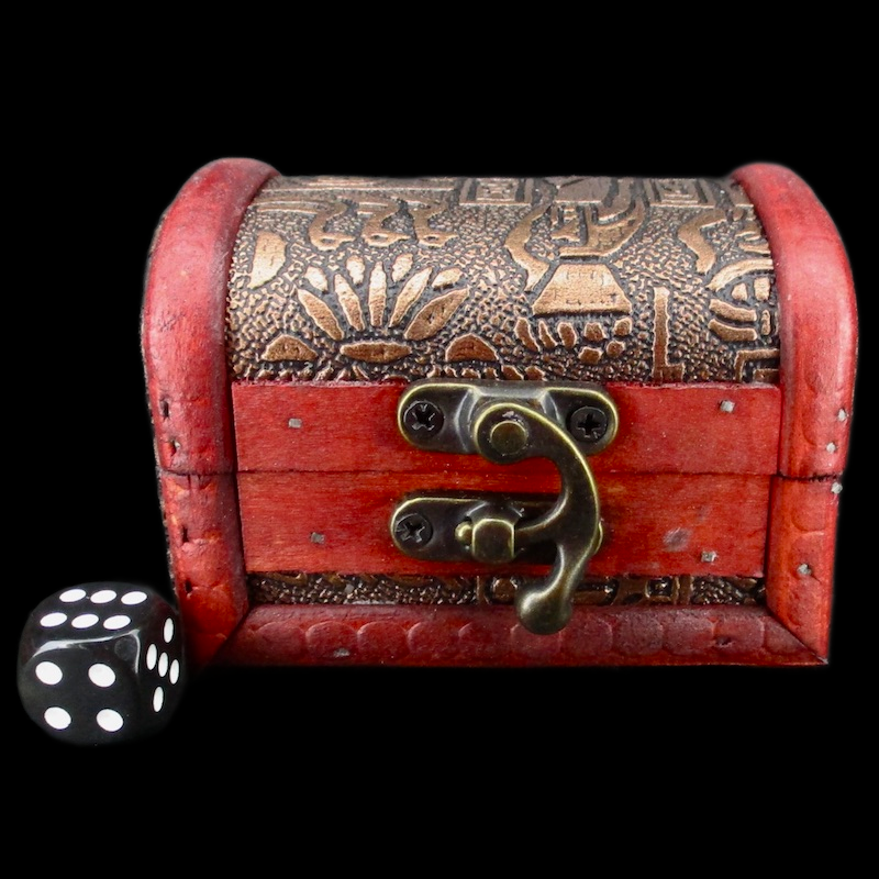 Wooden Dice Treasure Chest With Embossed Effect