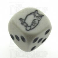 Koplow White & Grey Owl Logo D6 Spot Dice