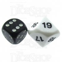 Koplow Opaque White & Black 20mm D10 Dice Numbered 10-19