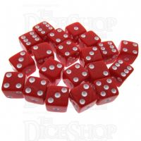 Koplow Opaque Red & White Square Cornered 8mm 20 x D6 Spot Dice Set