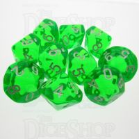 TDSO Bright Gem Emerald 10 x D10 Dice Set