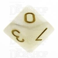 TDSO Pearl White & Gold D10 Dice