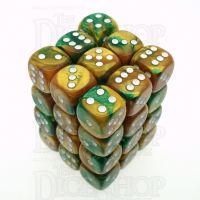 Chessex Gemini Gold & Green 36 x D6 Dice Set