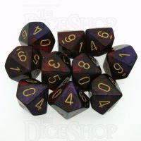 Chessex Gemini Purple & Red 10 x D10 Dice Set