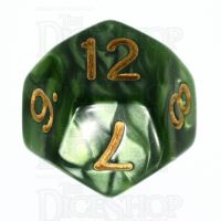 TDSO Pearl Verdant Green & Gold D12 Dice
