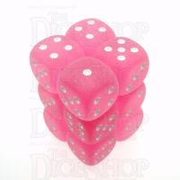 Chessex Frosted Pink & White 12 x D6 Dice Set