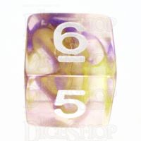TDSO Pearl Swirl Purple & Yellow D6 Dice