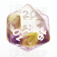 TDSO Pearl Swirl Purple & Yellow D20 Dice