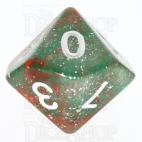 TDSO Galaxy Glitter Green & Red D10 Dice