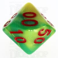 TDSO Duel Green & Yellow With Red Percentile Dice - Discontinued