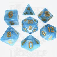 TDSO Pearl Light Blue & Yellow 7 Dice Polyset
