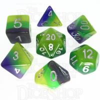 TDSO Layer Blue Green & Yellow Glitter 7 Dice Polyset