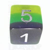 TDSO Layer Blue Green & Yellow Glitter D6 Dice