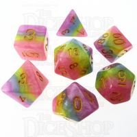 TDSO Layer Purple Blue Yellow & Pink 7 Dice Polyset