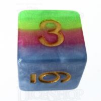 TDSO Layer Green Yellow Rose & Blue D6 Dice