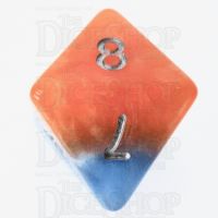 Halfsies Pearl Fire & Dice Flame Orange & Frost Blue D8 Dice