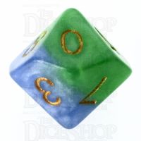 Halfsies Pearl Mother Earth Land Green & Sea Blue D10 Dice
