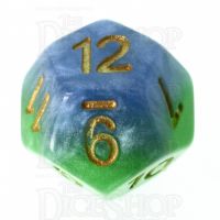 Halfsies Pearl Mother Earth Land Green & Sea Blue D12 Dice