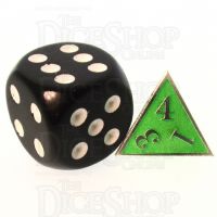 TDSO Metal Fire Forge Silver & Fluorescent Green MINI 12mm D4 Dice