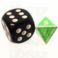 TDSO Metal Fire Forge Silver & Fluorescent Green MINI 12mm D8 Dice