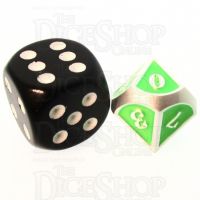 TDSO Metal Fire Forge Silver & Fluorescent Green MINI 12mm D10 Dice