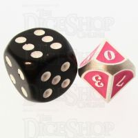 TDSO Metal Fire Forge Silver & Fluorescent Pink MINI 12mm D10 Dice