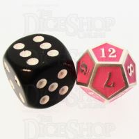 TDSO Metal Fire Forge Silver & Fluorescent Pink MINI 12mm D12 Dice