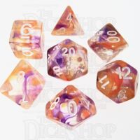 TDSO Pearl Swirl Purple & Orange 7 Dice Polyset