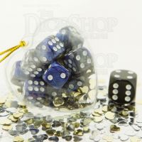 TDSO Valentines Day Heart Bauble - Duel Blue & Steel 12 x D6 Dice Set