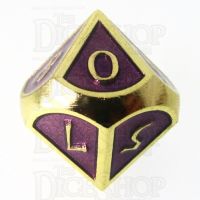 TDSO Metal Script Gold & Purple D10 Dice