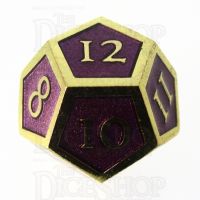 TDSO Metal Script Gold & Purple D12 Dice