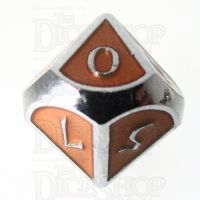 TDSO Metal Script Silver & Orange D10 Dice