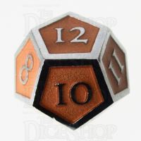 TDSO Metal Script Silver & Orange D12 Dice