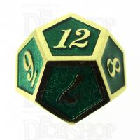 TDSO Metal Script Gold & Dark Green Shimmer D12 Dice