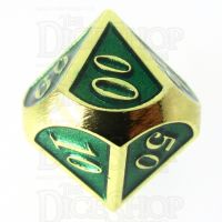 TDSO Metal Script Gold & Dark Green Shimmer Percentile Dice