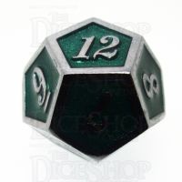 TDSO Metal Script Silver & Dark Green Shimmer D12 Dice