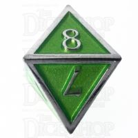 TDSO Metal Script Silver & Light Green D8 Dice