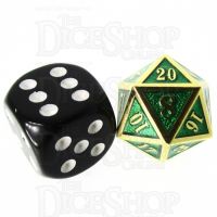 TDSO Metal Fire Forge Gold & Green MINI 12mm D20 Dice