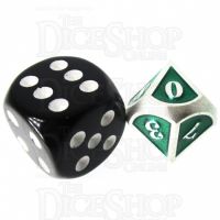 TDSO Metal Fire Forge Silver & Green MINI 12mm D10 Dice