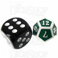 TDSO Metal Fire Forge Silver & Green MINI 12mm D12 Dice