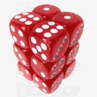 TDSO Pearl Red & White 12 x D6 Dice Set