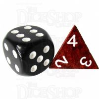 TDSO Red Wood Wooden D4 Dice - Large Ink