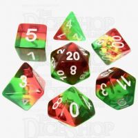 TDSO Layer Transparent Green Yellow & Red 7 Dice Polyset