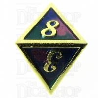 TDSO Metal Script Gold & Blue Green Purple D8 Dice