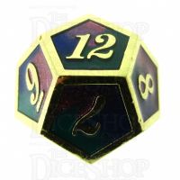 TDSO Metal Script Gold & Blue Green Purple D12 Dice