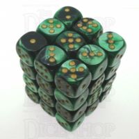 Chessex Gemini Black & Green 36 x D6 Dice Set