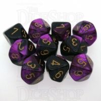 Chessex Gemini Black & Purple 10 x D10 Dice Set